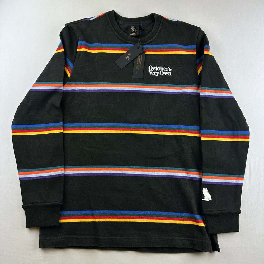October's Very Own OVO Black Multi Stripe Long Sleeve Crewneck T-Shirt